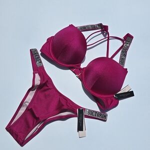 Victoria's Secret Fuchsia Bombshell Swimsuit Add 2 Cups + NWT